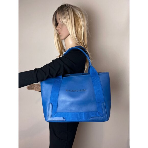 Balenciaga Calfskin S Navy Cabas Blue Tote and Pouch Set - Picture 16 of 16
